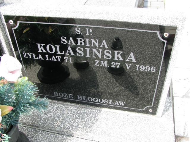 Sabina Kolasińska 1925 Wolbórz - Grobonet - Wyszukiwarka osób pochowanych