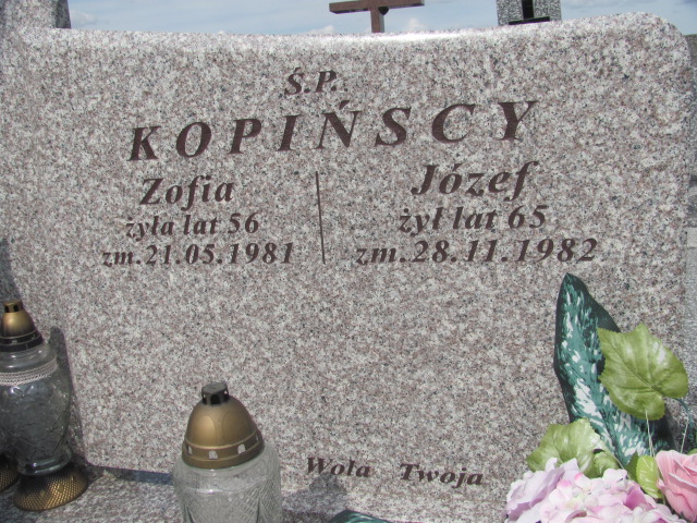 Zofia Kopińska 1915 Wolbórz - Grobonet - Wyszukiwarka osób pochowanych