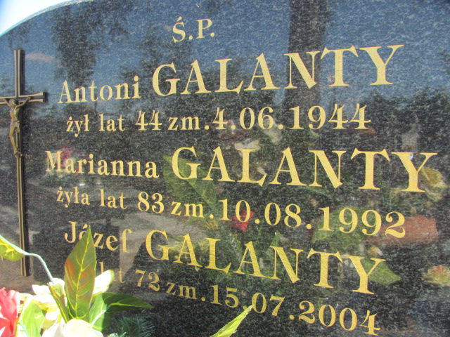 Józef Galanty 1932 Wolbórz - Grobonet - Wyszukiwarka osób pochowanych